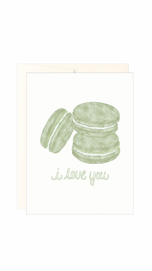 I Love You Macaron Watercolor Card