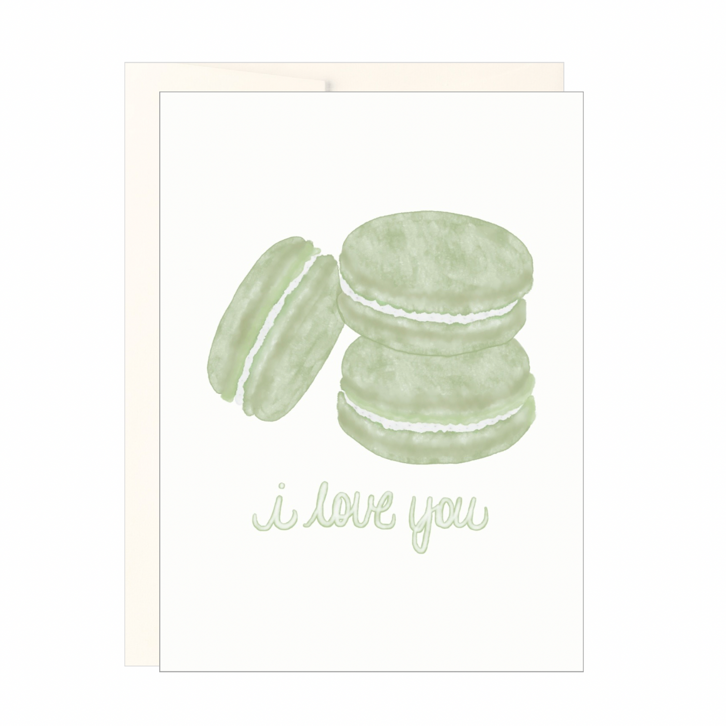 I Love You Macaron Watercolor Card