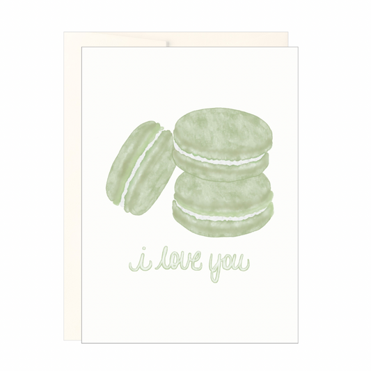 I Love You Macaron Watercolor Card
