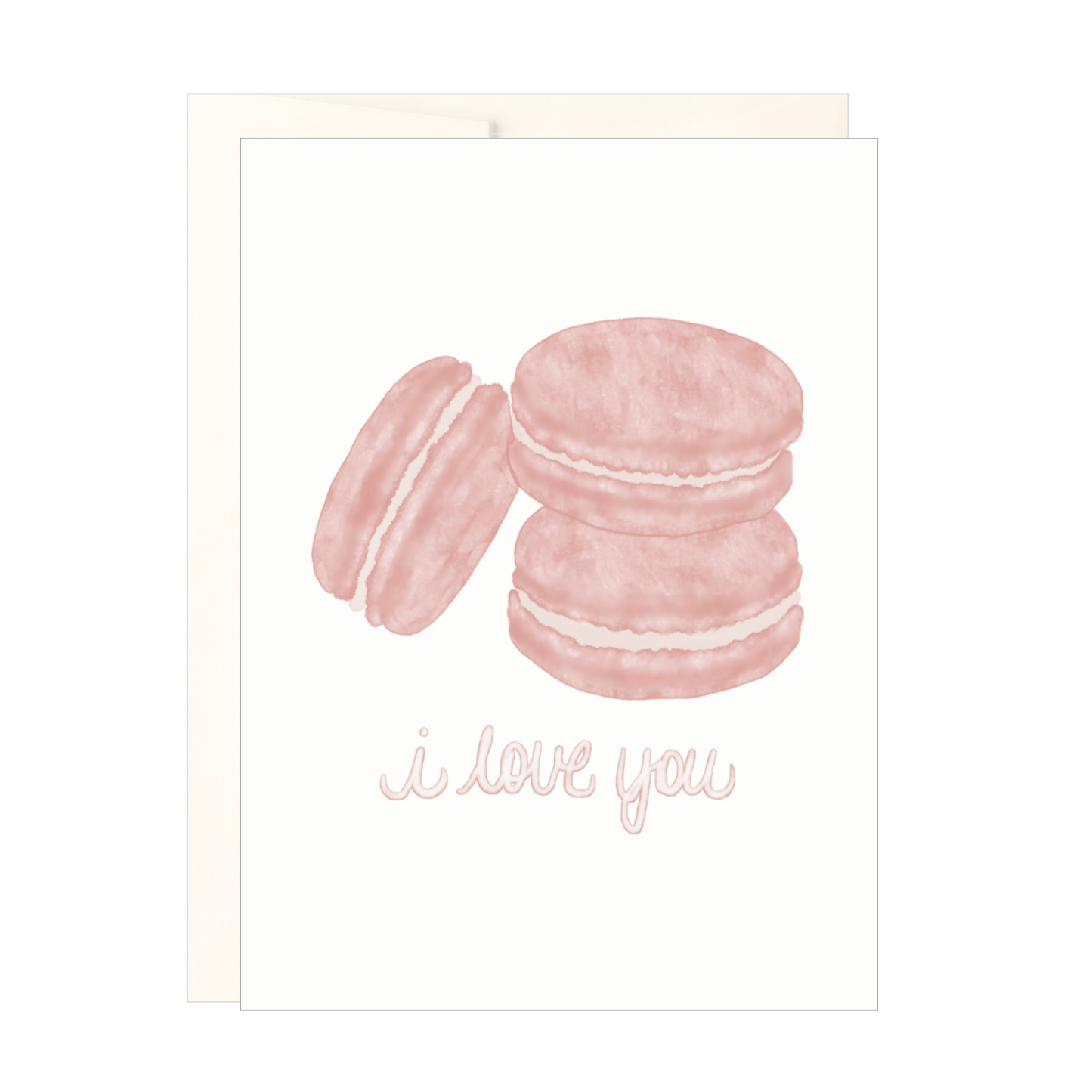I Love You Macaron Watercolor Card